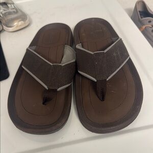 Aldo Brown Thong Sandals with Textured Footbed